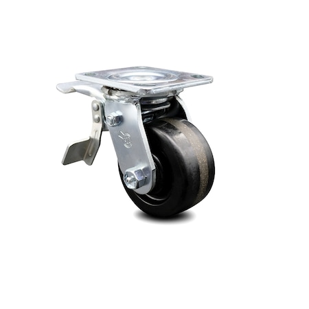Service Caster 4 Inch Phenolic Swivel Caster with Roller Bearing and Total Lock Brake SCC SCC-TTL30S420-PHR